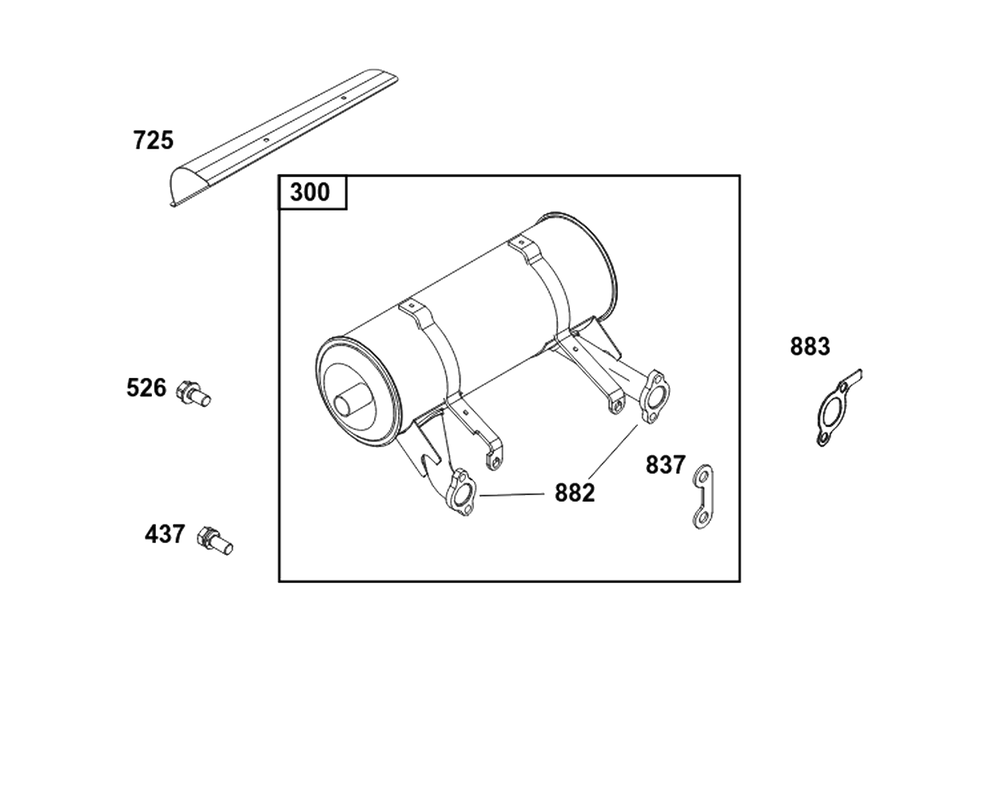 Exhaust Group Diagram and Parts List for 385442-0401-G1  Briggs and Stratton Engine